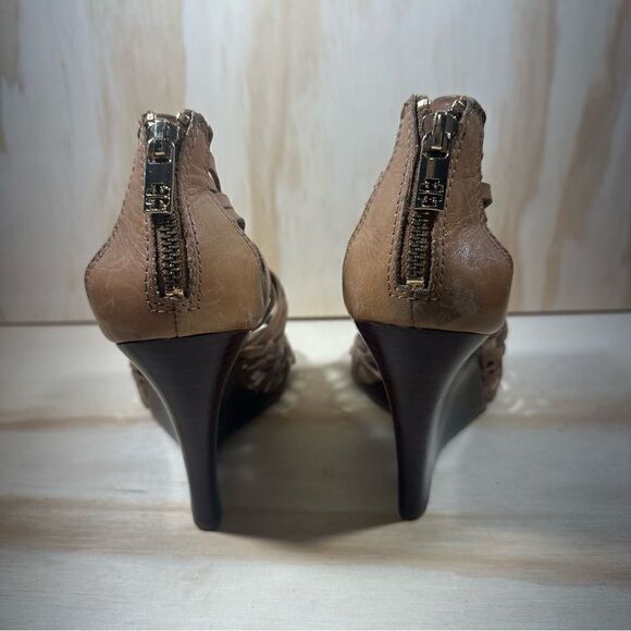 Tory Burch Tevray Braided Leather Wedge Sandals Women’s Size 10 - Picture 4 of 9